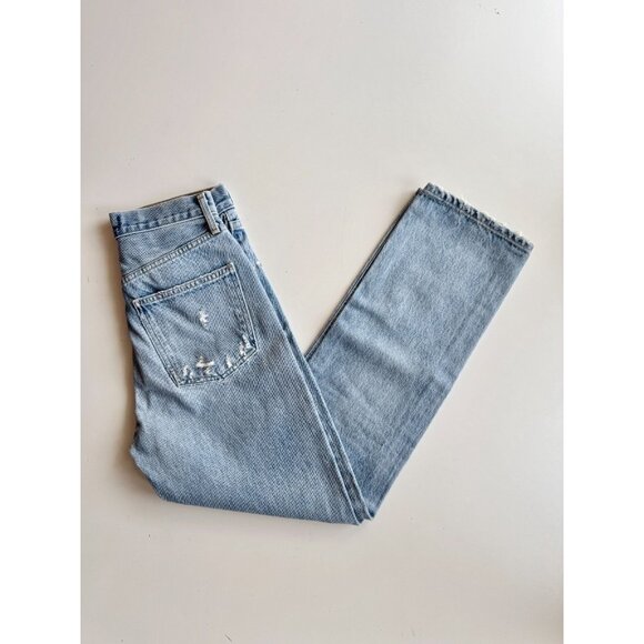 AGOLDE 90's Fall Out Light Wash Mid Rise Ripped Straight Leg Jeans, Size 23 - Picture 5 of 14